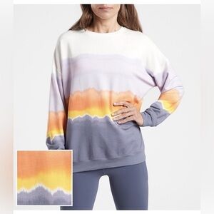 Athleta Studio to Sea Oversized Fit Sweatshirt Ombré Sunset Size XS